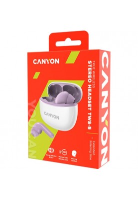 Bluetooth-гарнітура Canyon TWS-5 Purple (CNS-TWS5PU)