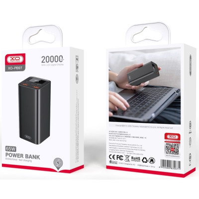 Універсальна мобільна батарея XO PB97 20000mAh 65W Black