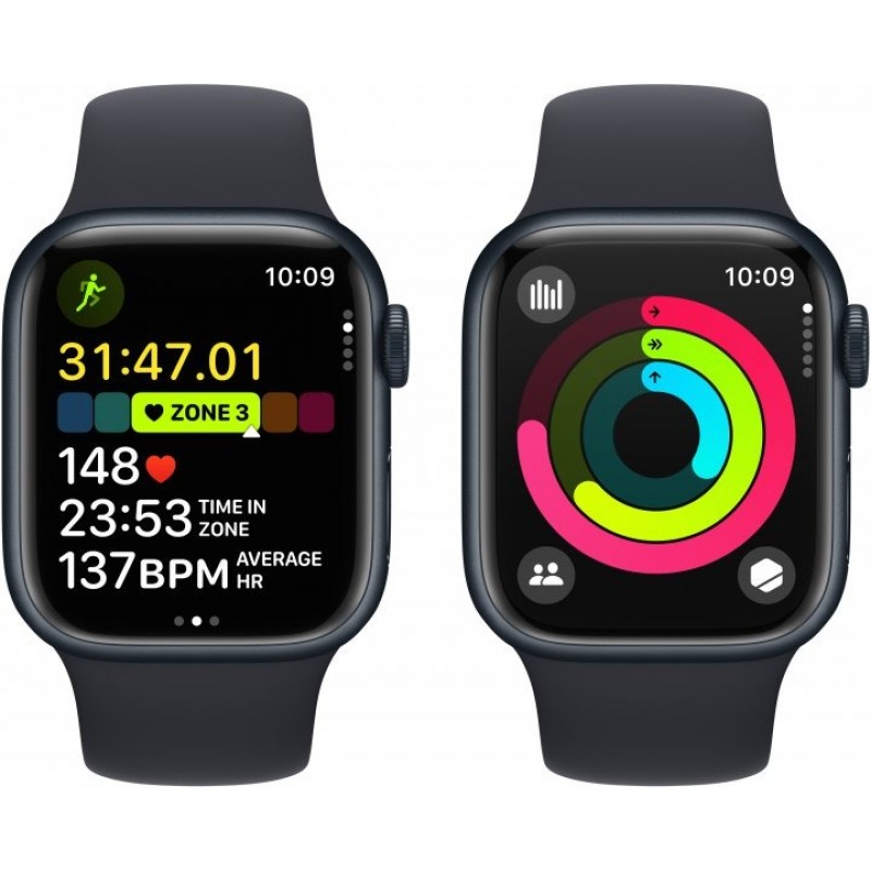 Смарт-годинник Apple Watch Series 9 GPS 41mm Midnight Aluminium Case with Midnight Sport Band - S/M (MR8W3QP/A)