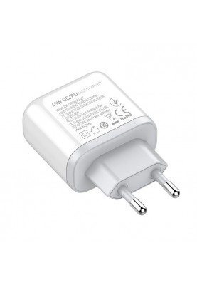 Мережевий зарядний пристрій ColorWay Power Delivery Port PPS USB (Type-C PD + USB QC3.0) (45W) White (CW-CHS042PD-WT)