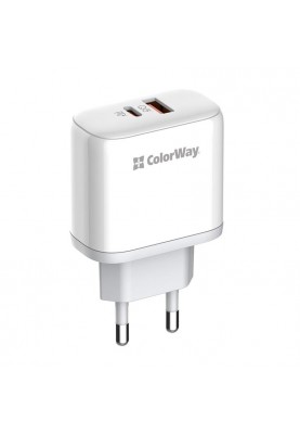 Мережевий зарядний пристрій ColorWay Power Delivery Port PPS USB (Type-C PD + USB QC3.0) (45W) White (CW-CHS042PD-WT)