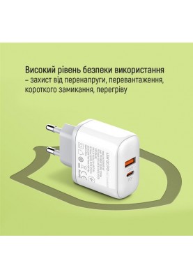 Мережевий зарядний пристрій ColorWay Power Delivery Port PPS USB (Type-C PD + USB QC3.0) (45W) White (CW-CHS042PD-WT)