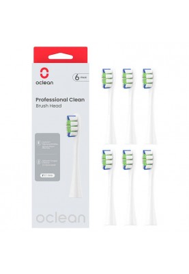 Насадка для зубної електрощітки Oclean P1C1 W06 Professional Clean Brush Head White (6 шт) (6970810553802)