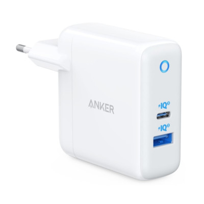 Мережевий зарядний пристрій Anker PowerPort+ Atom III White, 45W USB Type-C + 15 W USB (A2322G21)