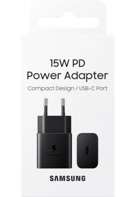 Мережевий зарядний пристрій Samsung EP-T1510X Black, 1хUSB Type-C, 15W (EP-T1510NBEGEU)