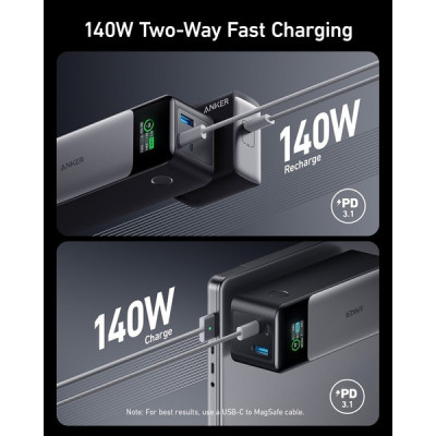 Універсальна мобільна батарея Anker PowerCore 737 GaNPrime 24000 mAh 140W Black (A1289011)