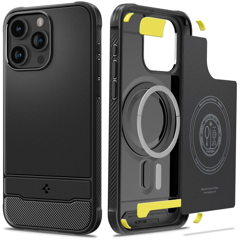 Чохол-накладка Spigen Rugged Armor MagFit для Apple iPhone 15 Pro Matte Black (ACS06703)