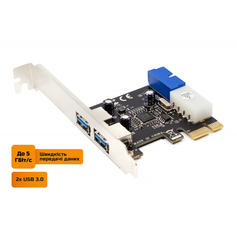 Плата розширення Frime PCI-E to USB3.0 (2 порти) +19pin VIA VL805 (ECF-PCIEtoUSB005.LP)