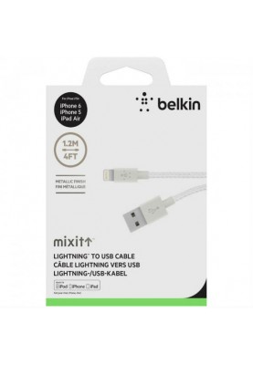 Кабель Belkin Mixit Metallic USB-Lightning, 1.2 м White (F8J144-04-WHTTM)