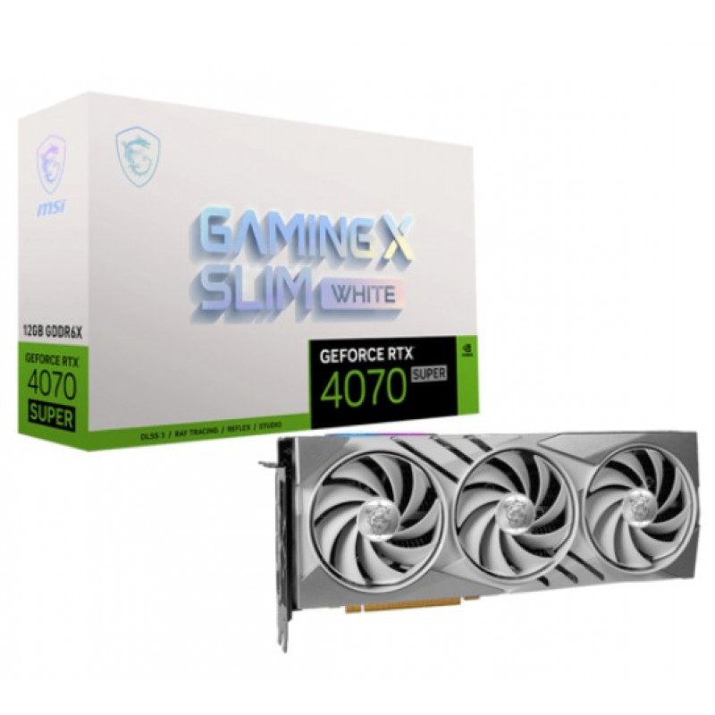 Відеокарта GF RTX 4070 Super 12GB GDDR6X Gaming X Slim White MSI (GeForce RTX 4070 SUPER 12G GAMING X SLIM WHITE)