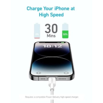 Кабель Anker 322 USB-C - Lightning, 1.8 м, White (A81B6H21)