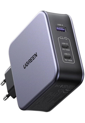 Зарядний пристрій Ugreen CD289 GaN 140W Gray + кабель Type-C 1.5 м (90549)