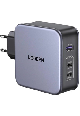 Зарядний пристрій Ugreen CD289 GaN 140W Gray + кабель Type-C 1.5 м (90549)