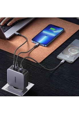 Зарядний пристрій Ugreen CD289 GaN 140W Gray + кабель Type-C 1.5 м (90549)