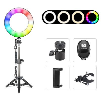 Кільцева USB RGB LED-лампа Zomei RGB108 8` + штатив 0.45 м (RGB108)