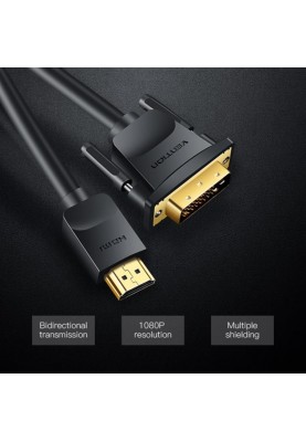 Кабель Vention DVI - HDMI V 1.4 (M/M), 5 м, Black (ABFBJ)