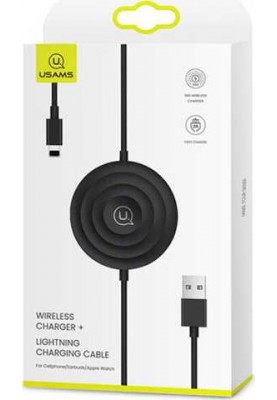 Бездротовий зарядний пристрій Usams US-CC096 Wireless Charger + Lightning Charging Cable Black (CC96WH01)