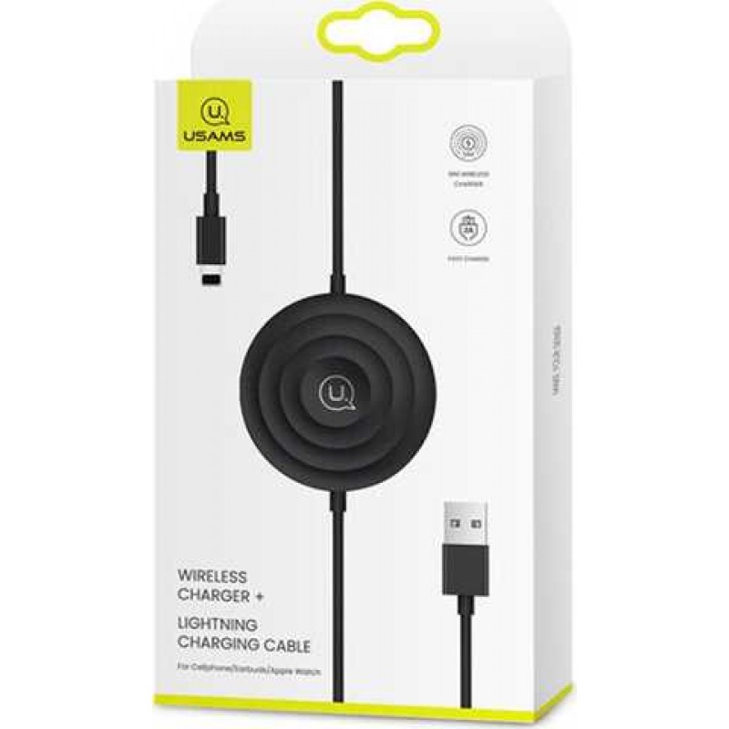 Бездротовий зарядний пристрій Usams US-CC096 Wireless Charger + Lightning Charging Cable Black (CC96WH01)