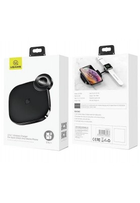 Бездротовий зарядний пристрій Usams US-CD89 2in1 Wireless Charger 10W Black (CD89JN01)