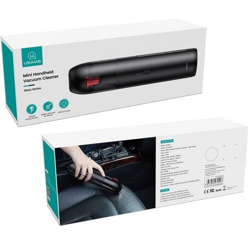 Акумуляторний пилосос Usams US-ZB234 Mini Handheld Vacuum Cleaner Black (MNXCQZB23401)