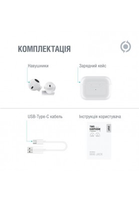 Bluetooth-гарнiтура Piko TWS-MiniJack White (1283126583407)