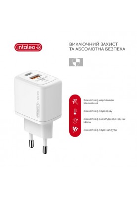 Мережевий зарядний пристрій Intaleo TCG30GAN USB-C PD+USB-A QC 3.0 White (1283126578274)