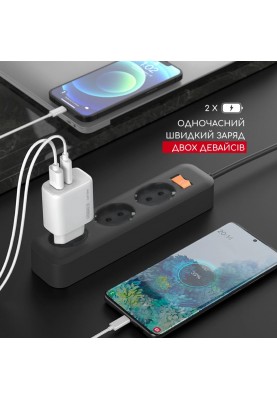 Мережевий зарядний пристрій Intaleo TCG30GAN USB-C PD+USB-A QC 3.0 White (1283126578274)