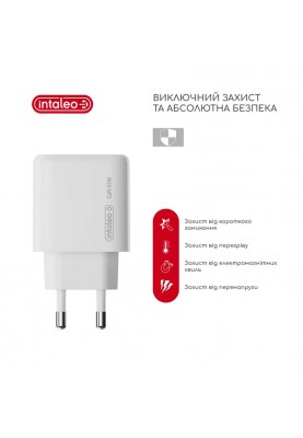 Мережевий зарядний пристрій Intaleo TCG65GAN 2USB-C PD+USB-A QC 3.0 White (1283126559525)