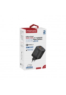 Зарядний пристрій Promate PowerPort-25AC Black