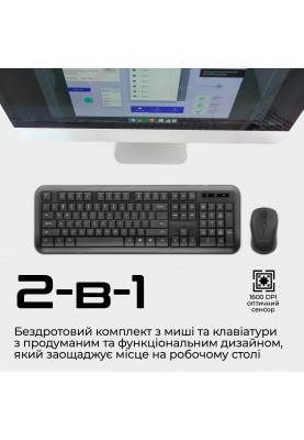 Комплект (клавіатура, мишка) бездротовий Promate ProCombo-6  Black