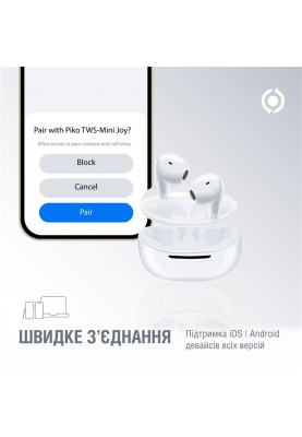 Bluetooth-гарнiтура Piko TWS-MiniJoy White (1283126583421)