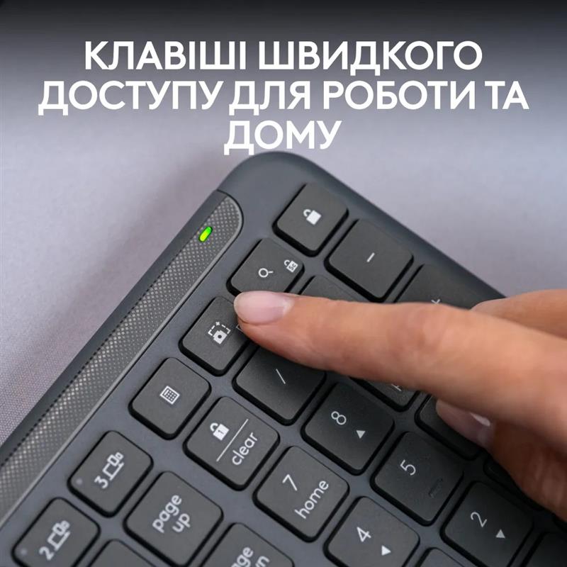 Клавiатура бездротова Logitech Signature Slim K950 US Graphite USB (920-012465)