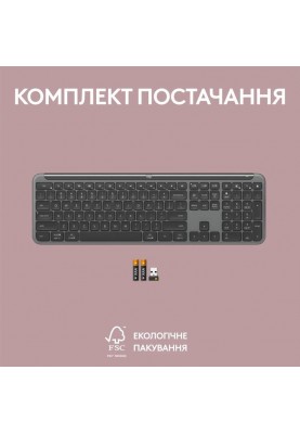 Клавiатура бездротова Logitech Signature Slim K950 US Graphite USB (920-012465)