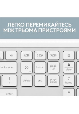 Клавiатура бездротова Logitech Signature Slim K950 US OffWhite USB (920-012466)