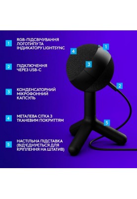 Мiкрофон Logitech G Yeti Orb RGB Black (988-000551)