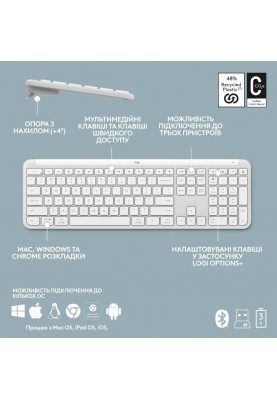 Комплект (клавіатура, миша) бездротовий Logitech Signature Slim Combo MK950 OffWhite (920-012491)