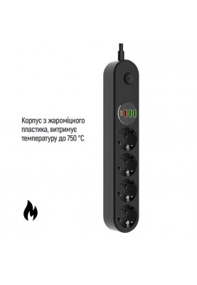 Фільтр живлення ColorWay CW-CHE44PDB 4 розетки, 4USB (Type-C PD20W + 3USB QC3.0) (45W), 2м, Black