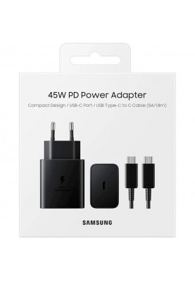 Мережевий зарядний пристрій Samsung EP-T4511XBEGEU Black, 25W + кабель USB Type-C