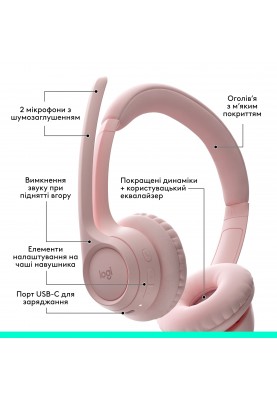 Bluetooth-гарнітура Logitech Zone 300 Wireless Rose (981-001412)