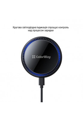 Бездротовий зарядний пристрій СolorWay MagSafe 360° Air Vent 15W Black (CW-CHMW041Q-BK)