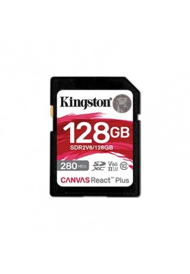 Карта пам`яті SDHC 128GB UHS-II/U3 Class 10 Kingston Canvas React Plus V60 SD R280/W100MB/s (SDR2V6/128GB)