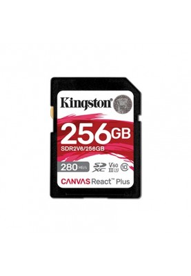 Карта пам`яті SDHC 256GB UHS-II/U3 Class 10 Kingston Canvas React Plus V60 SD R280/W150MB/s (SDR2V6/256GB)