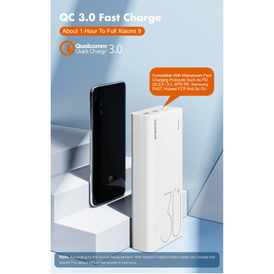 Універсальна мобільна батарея Romoss Sense8+ 30000mAh White (PHP30-401-02)