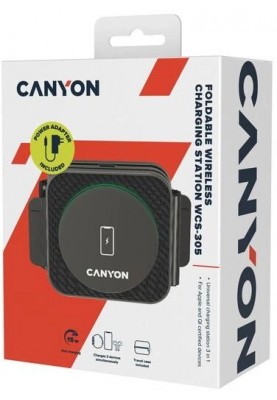 Бездротовий зарядний пристрій Canyon WS-305 15W Black (CNS-WCS305B)