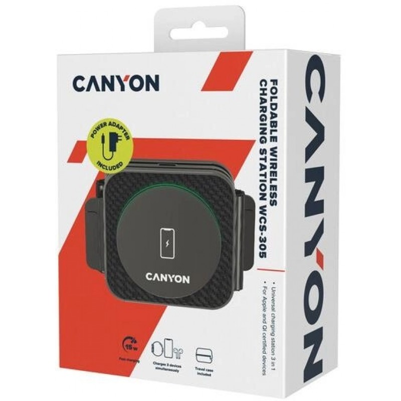 Бездротовий зарядний пристрій Canyon WS-305 15W Black (CNS-WCS305B)