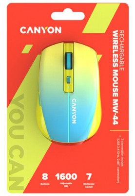 Миша бездротова Canyon MW-44 LED Rechargeable Wireless/Bluetooth Yellow Blue (CNS-CMSW44UA)