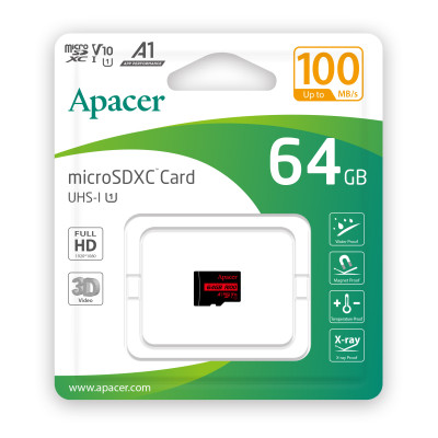Карта пам`ятi MicroSDHC 64GB UHS-I Class 10 Apacer (AP64GMCSX10UB-RA) Карта пам`ятi MicroSDHC 64GB UHS-I Class 10 Apacer (AP64GMCSX10UB-RA)