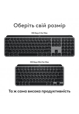 Клавіатура бездротова Logitech MX Keys Mini for Mac Minimalist Wireless Illuminated Space Gray (920-012652)