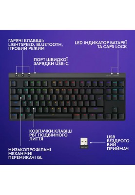 Клавiатура Logitech G515 Lightspeed TKL Black (920-012538)