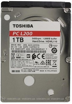 Накопичувач HDD 2.5" SATA 1.0TB Toshiba L200 5400rpm 128MB (HDWL110)_Refurbished